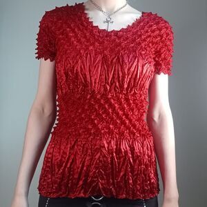 Satin Bright Red Popcorn Shirt